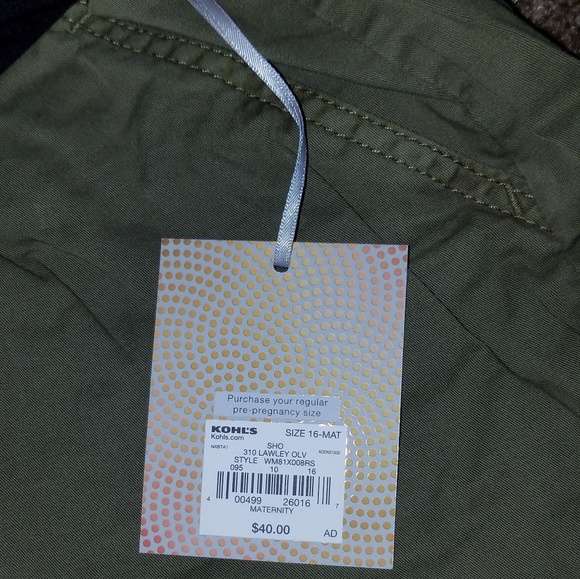 maternity a:glow shorts olive green size 16/18 - Picture 4 of 8